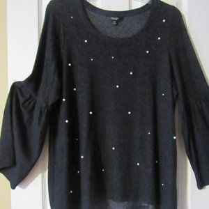 Black Shirt with Pearl like dots attached